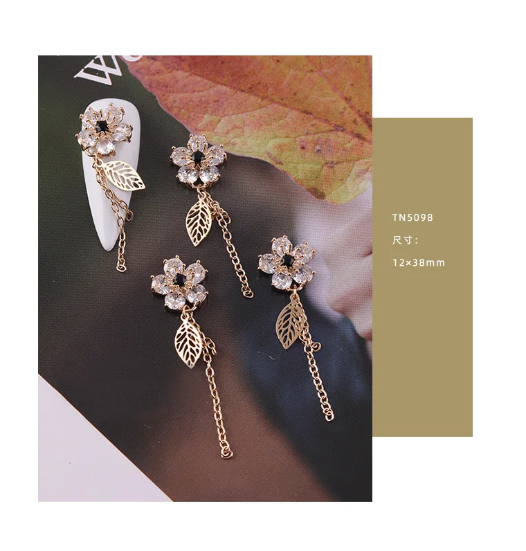 10 stücke Liebe Flügel Blume Legierung Zirkon Kristalle Strass Nagel Schmuck Nail art Dekorationen Nägel Zubehör Charms Liefert – Detail 8