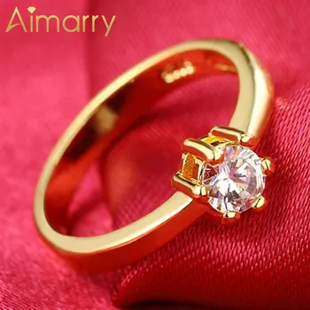 

Aimarry 925 Sterling Silver/18K Gold Classic AAA Zircon Ring For Women Charm Gift Party Engagement Wedding Fashion Jewelry
