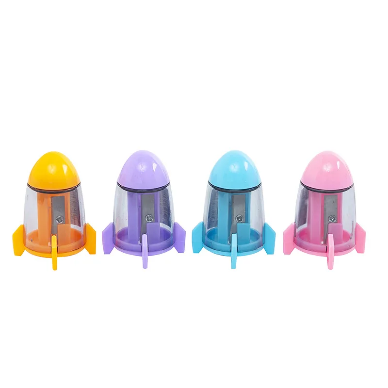 

24 pcs/lot Creative Rocket Pencil Sharpener Cute Mini hand mechanical Cutter Knife stationery gift school supplies
