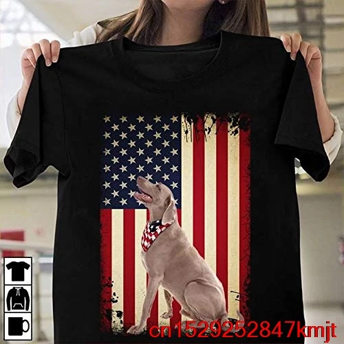 Лабрадор ретривер Флаг США День независимости. Футболка унисекс для мужчин и