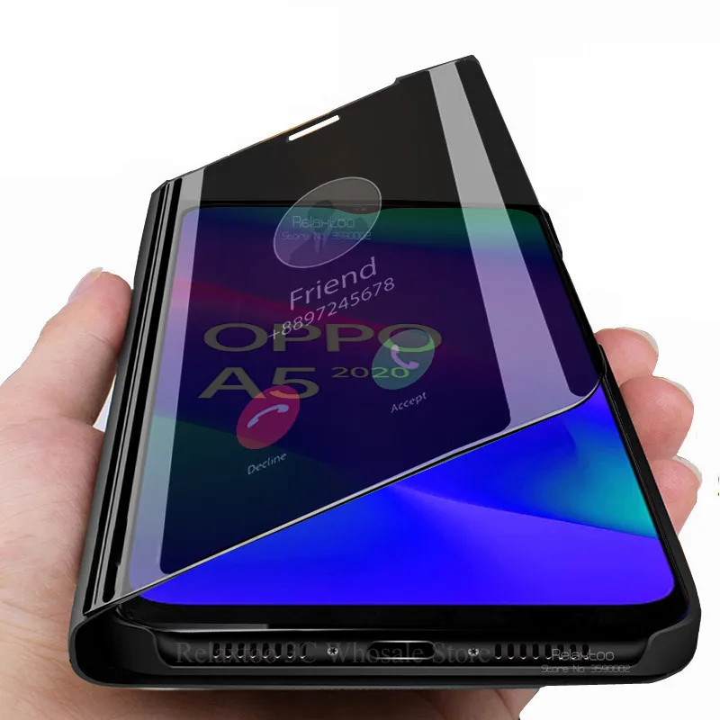 Зеркальный флип-чехол для Oppo a9 a5 a3 2020 realme 5 3 2 pro q x2 xt x lite k5 k3 k1 reno z f11 f9 r19 a7x a11 a11x ace