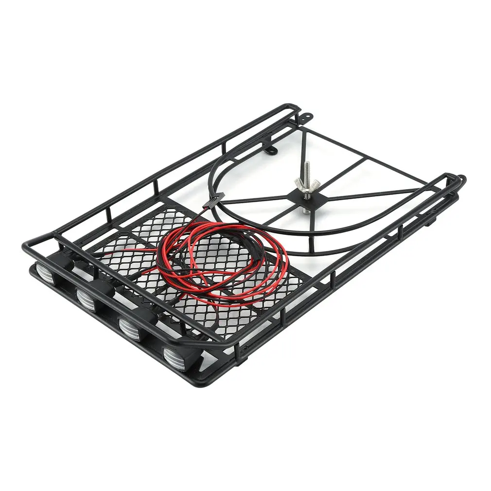 

Roof Rack Luggage Carrier with 4 LED Light Bar for 1/10 RC Car Monster Truck Crawler SUV TAMIYA CC01 CR01 AXIAL SCX10 Model Car