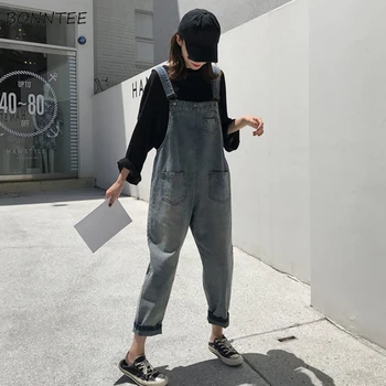 

Jumpsuits Women Spring Autumn 2020 New Korean Style Retro Loose Students Ulzzang Streetwear All-match Simple Womens Playsuits