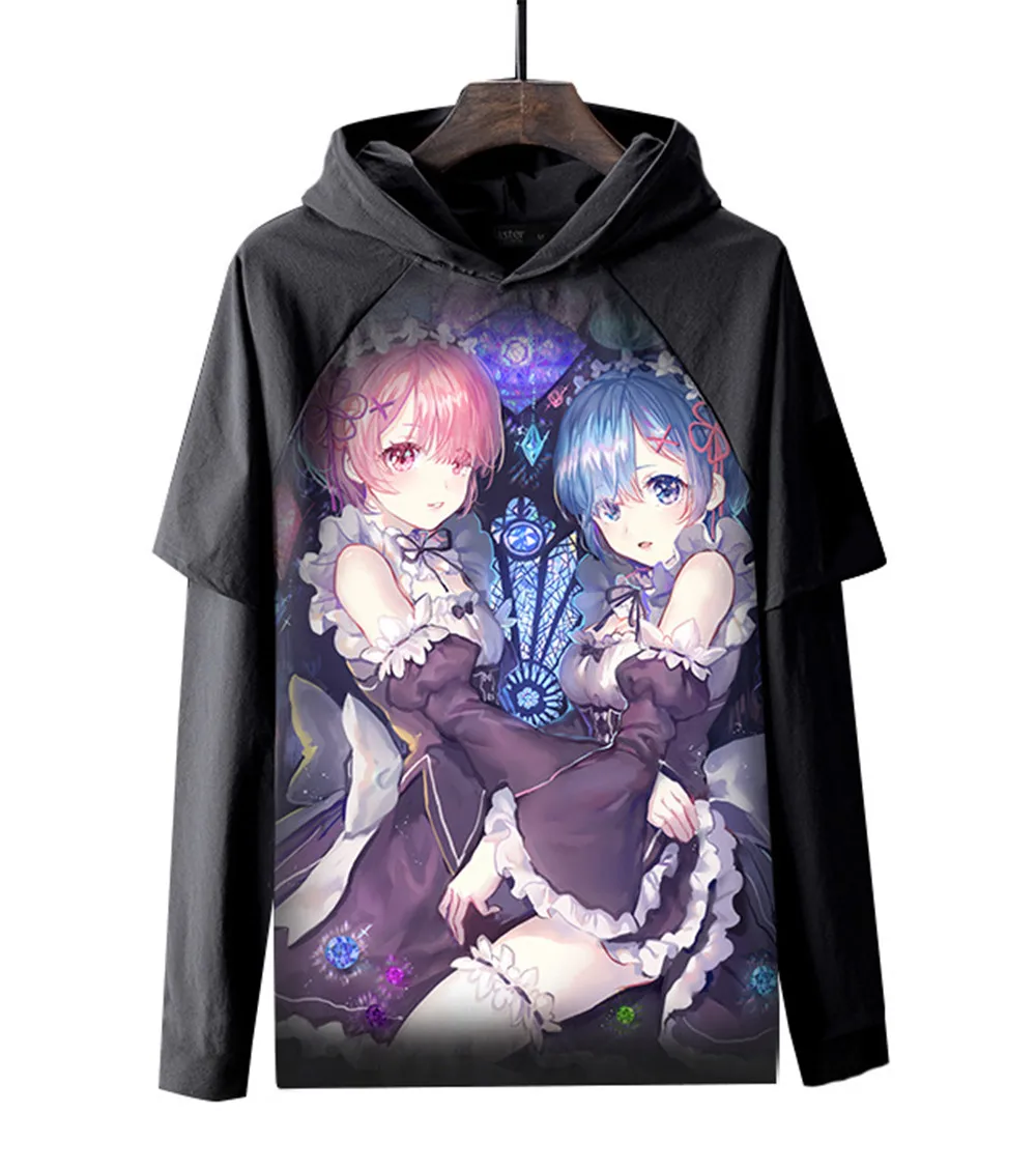 Re Life in a different world от zero Emiria Emilia Rem Ram, пуловер с капюшоном, костюм для косплея, Мужская и Женская толстовка