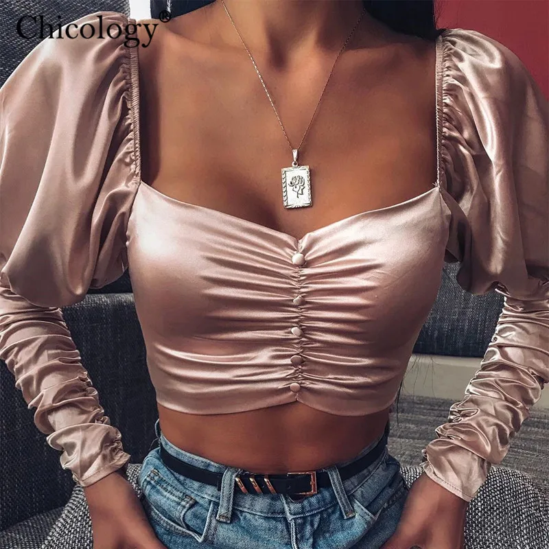 Chicology офисное офисные офис леди блузка пышным длинным рукавом Лонгслив женское