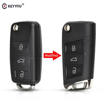 

KEYYOU Modified Folding Flip Car Remote Key Shell Case With Blade for Volkswagen VW Golf 7 Jetta Passat Beetle Polo Bora