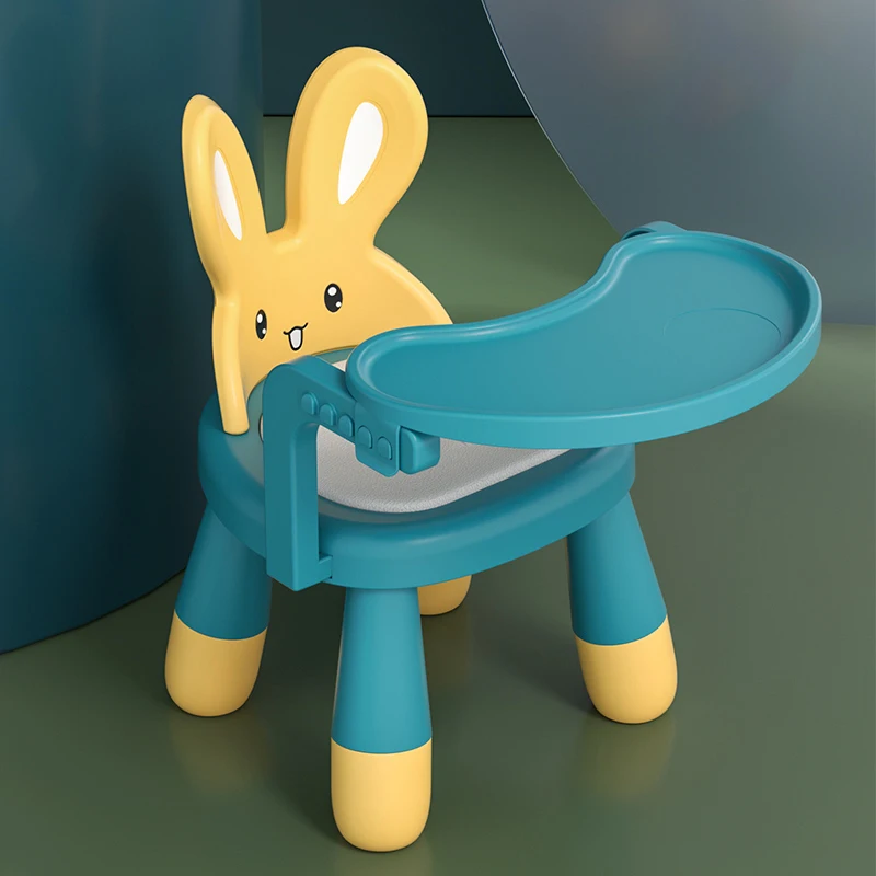 Silla de comedor desmontable para bebé, mueble ajustable, asiento de comer multifuncional, prevención de caída, conejo verde