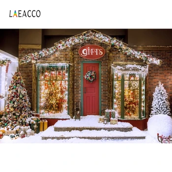 

Laeacco Merry Christmas Photography Backdrops Store Kids Baby Snow Tree Personalized Photographic Backgrounds For Photo Studio
