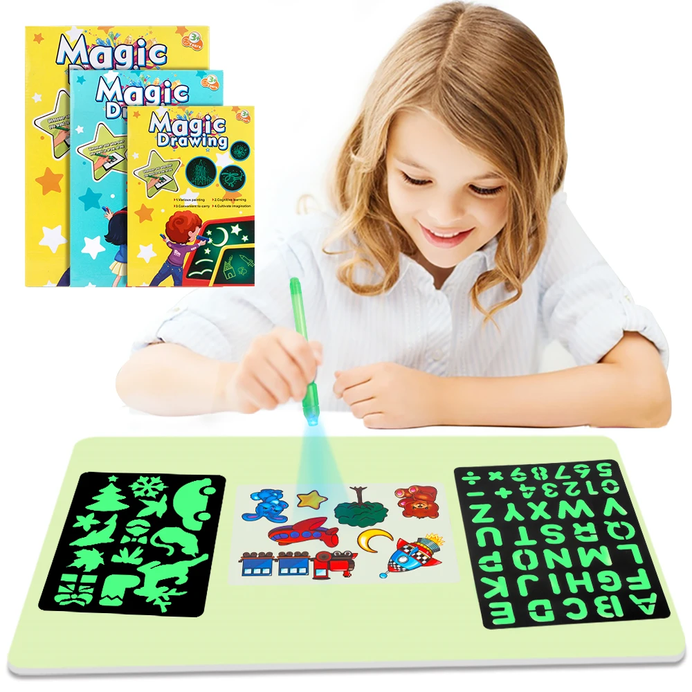 

Fluorescent LED Luminous Drawing Board Graffiti Doodle Drawing Tablet Magic Board Draw with Light Pen Painting Set Fun Kids Toys