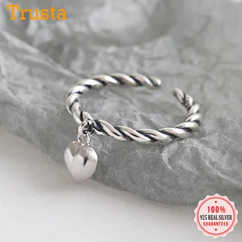 

Trusta Heart 925 Sterling Silver Rings For Women Fashion Simple Round Ring Jewelry Love Gift For Girls Office Lady's DS004