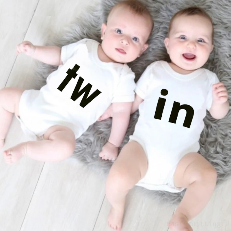 Белый боди для новорожденных мальчиков и девочек, комбинезон для близнецов, наряды, хипстерская одежда для малышей от 0 до 24 месяцев