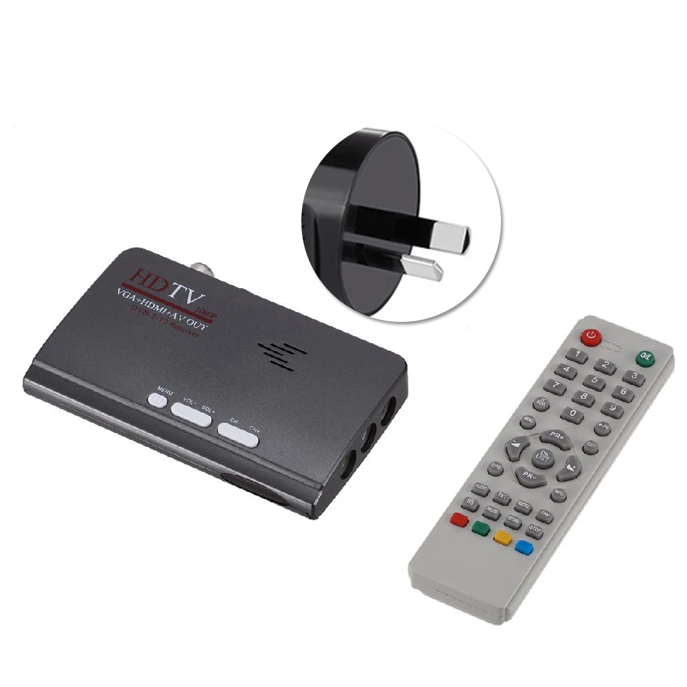 Портативный DVB-T2/T AV к VGA HP цифровой приемник ТВ коробка приемник вещания