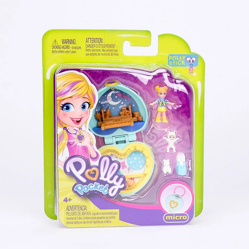 6 шт. Polly Pocket Micro Series 6 стилей мини скрытый мир сцена девушка дом куклы с Polly Stick оригинальные игрушки для девочек Подарки