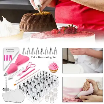 

83PCS/Set Silicone Icing Bags Nozzles Pastry Bag Tips Kitchen DIY Icing Piping Cream Reusable Scraper Cake Bread Decorating Tool