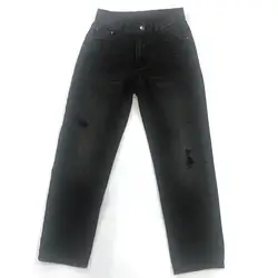 Осенне-зимние женские джинсовые Модные брюки свободные потертые 100% хлопок потертые черные женские джинсы