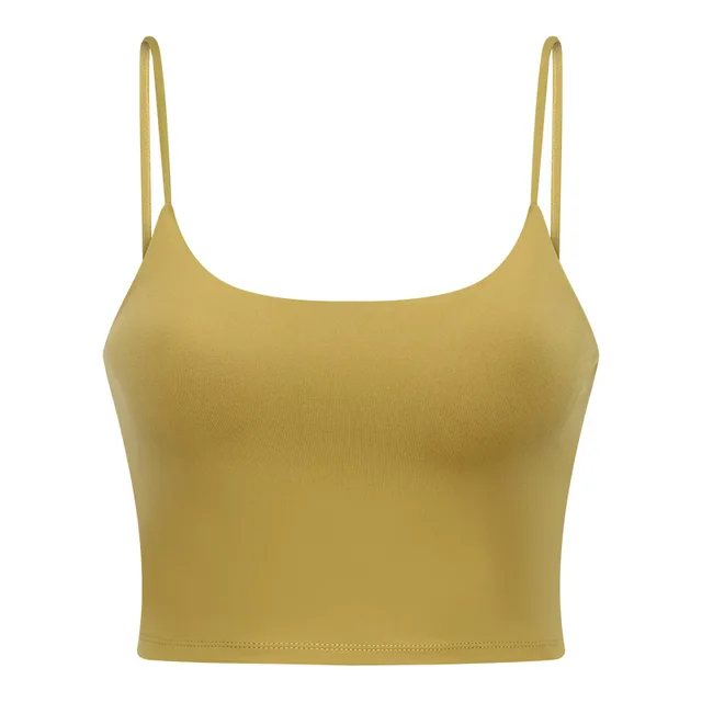 Solid Color Lulu Sport Tank Top Women Fitness Bra Yoga Vest No Rims With Chest Pad Butter Soft Beauty Back Half Sling Gym Clothe turmeric