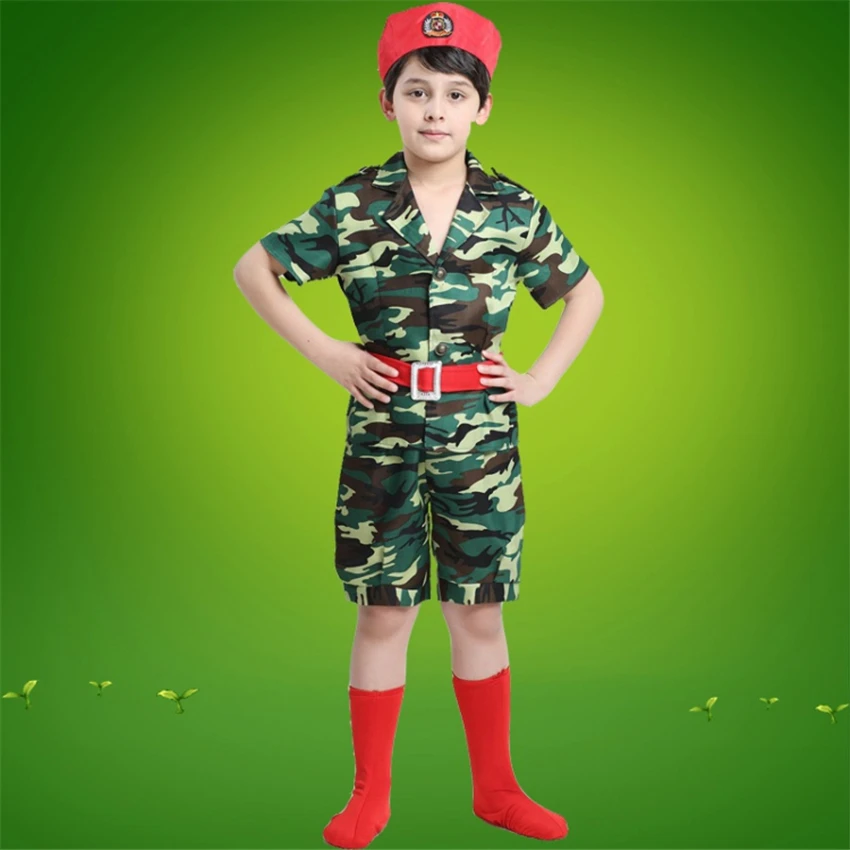 Boys Girls Camouflage Soldier Clothing Kids Army Military Uniform Party Kindergarten School Perform - 32976328159