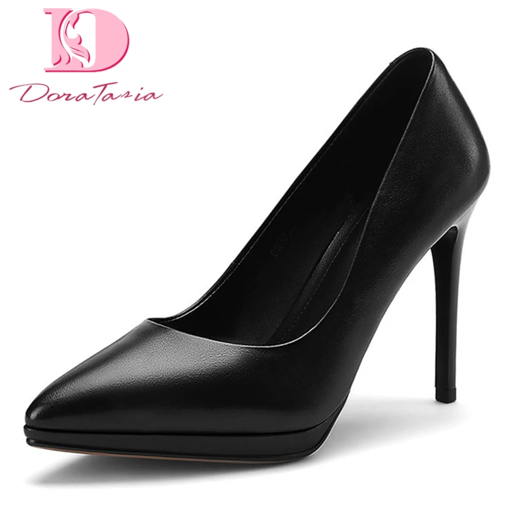 

Doratasia 2020 On Sale Top Quality Genuine Leather Pointed Toe 3 Kinds Thin High Heels Office Lady Pumps women's Shoes Woman
