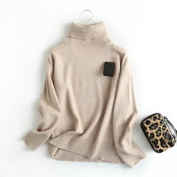 

Tangada 2020 Autumn winter women solid turtleneck sweater vintage ladies knitted jumper tops 6D29