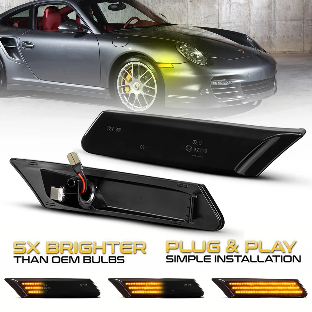 LED Side Marker Light For Porsche 997 Boxster 911 987 Carrera Targa Tu - Foto 5
