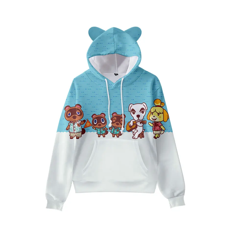 Sudadera con capucha para niños de 2 a 14 años, Animal Crossing, New Horizons, Hogar feliz, sudadera con orejas de gato, chaqueta para niños de Tom Nook Leaf