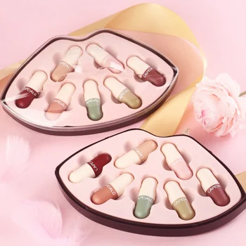 

7pcs Capsule-shape Lipstick Velvet Lipstick Long Lasting Matte Lipstick Moisturizing Natural Lip Stick Set K1