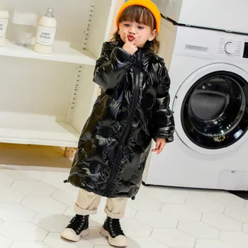 

Black Siver Warm Down Jacket For Girls Kids Winter Hooded Jacket 2-10 Years Teenagers Coat Children Boys Outerwear