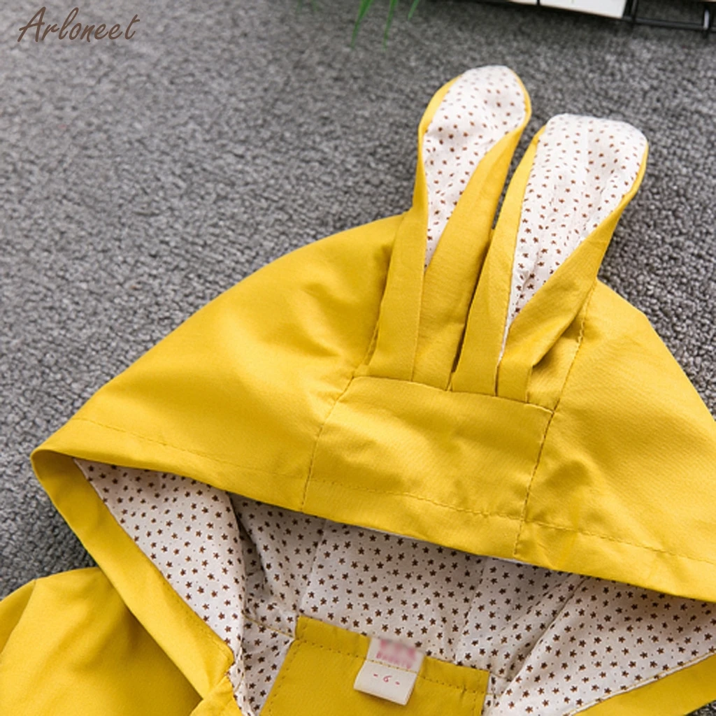 Toddler Baby Kids Girls Rabbit Ear Hooded Windproof Coat Outwear Casual Clothes Zipper Coats Tops Clothes New