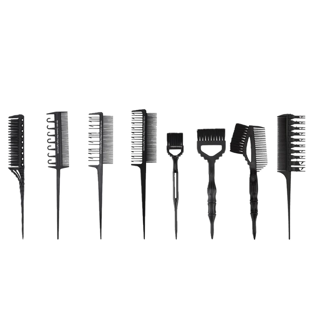 9Pcs Professional Salon Hair Tint Coloring Dyeing Brush Comb Highlights Brush Kit