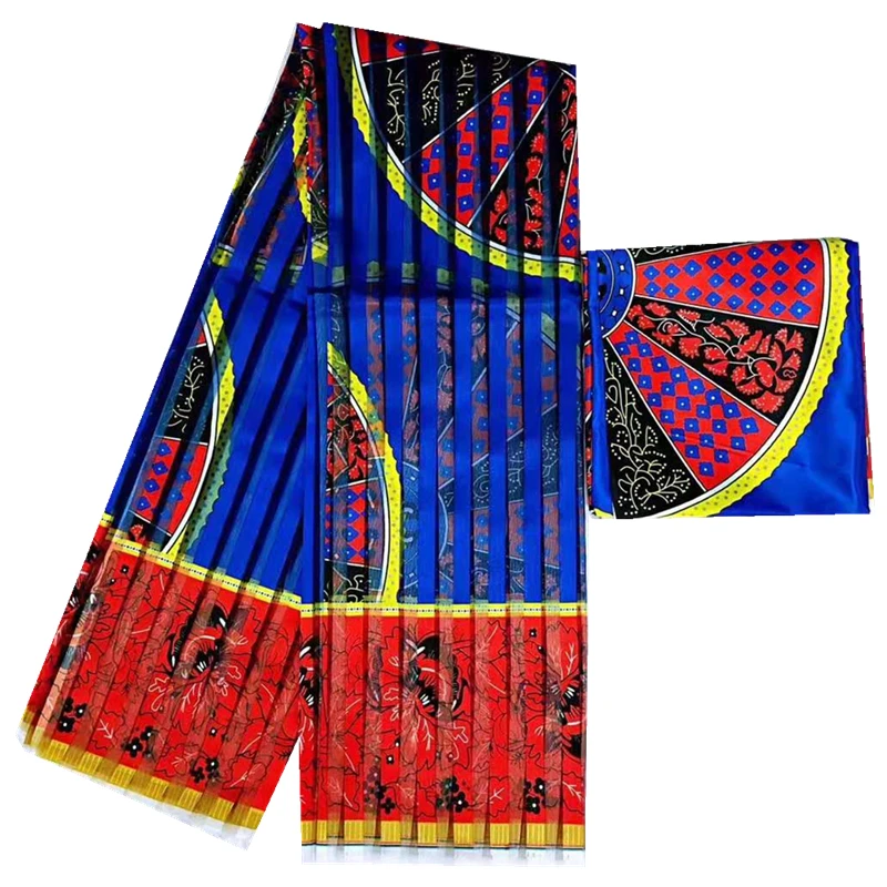 Африканская ткань высокого качества шелковая ткань Набор Горячая органза лента шелковая ткань для женского платья черный и белый - Цвет: MO12073S8