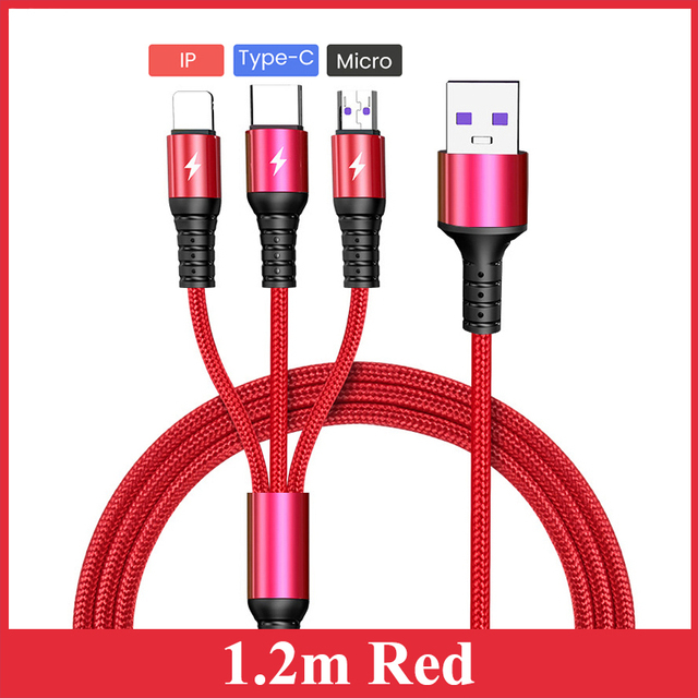 in 1 5A Super Fast Charging USB Cable for Huawei For iPhone 13 12 11 Pro Fast Charger 8 Pin Micro USB Type C Cable for Samsung
