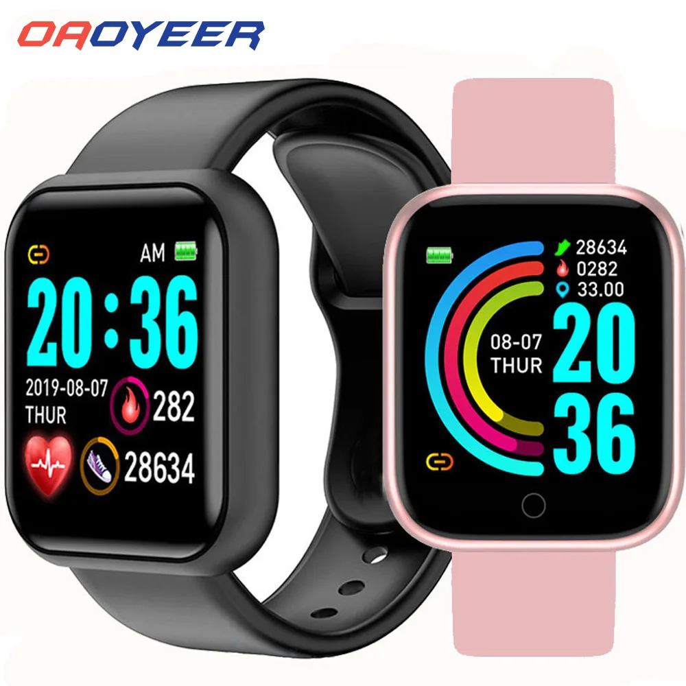 Y68 relojes inteligentes Bluetooth impermeable reloj de los hombres rastreador de Fitness de presión arterial Monitor de ritmo cardíaco SmartBand para IOS Android
