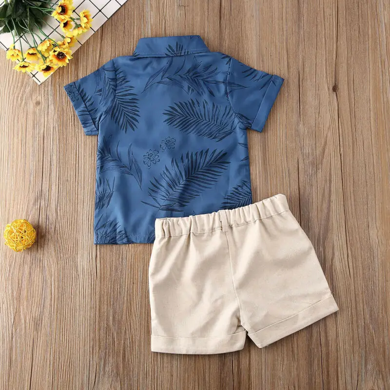 Г. Летняя одежда для малышей комплект из 2 предметов, одежда для маленьких мальчиков футболка с принтом листьев топ+ короткие штаны, комплекты для детей от 1 до 6 лет