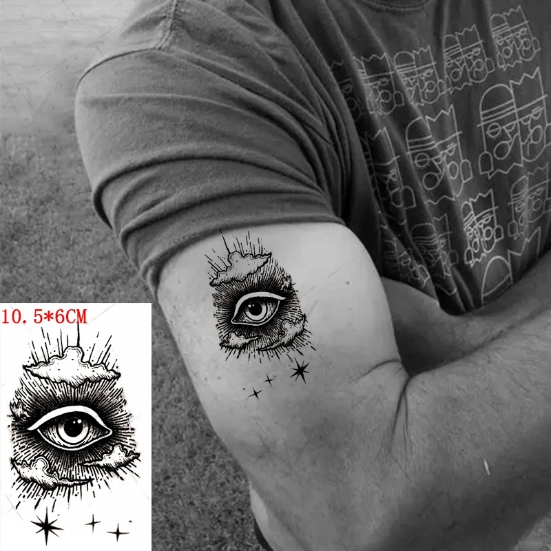 Waterdichte Tijdelijke Tattoo Black Oog Van God Sterren Ontwerp Tatto Flash Tatoo Nep Tatoeages Kinderen Vrouwen|Tijdelijke tatoeages| - AliExpress