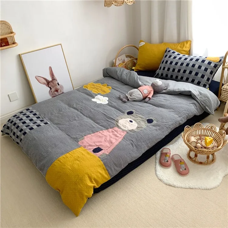 4 сезона постельные принадлежности 4 шт паста ткань вышивка шифрование утолщение Двухслойный хлопок пряжа ребенок мультфильм простыни одеяло покрывало