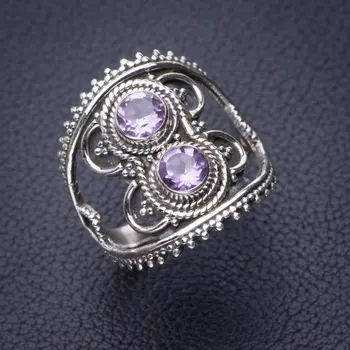 

StarGems Natural Amethyst Handmade 925 Sterling Silver Ring 7.5 D8405