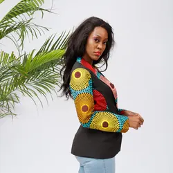 Trajes de otoño con estampado africano para mujer, Chaqueta corta, abrigo, traje pequeño de manga larga cosido Ankara, ropa africana a medida para mujer