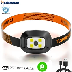 Lampe frontale portable à led, alimentée par batterie rechargeable par USB, idéale pour la pêche et les mineurs 