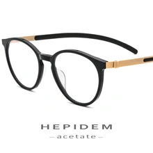 Ацетатные оптические очки, оправа для женщин и мужчин, ультралегкие круглые очки по рецепту, титановые очки для близорукости, Безвинтовые очки