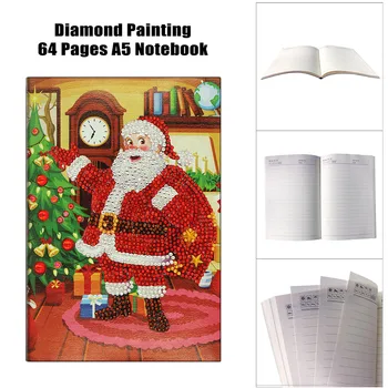 

64 Pages 5D DIY Diamond Painting Embroidery Christmas Santa Claus Notebook for Kids Adults Students Home School Office A5 Size