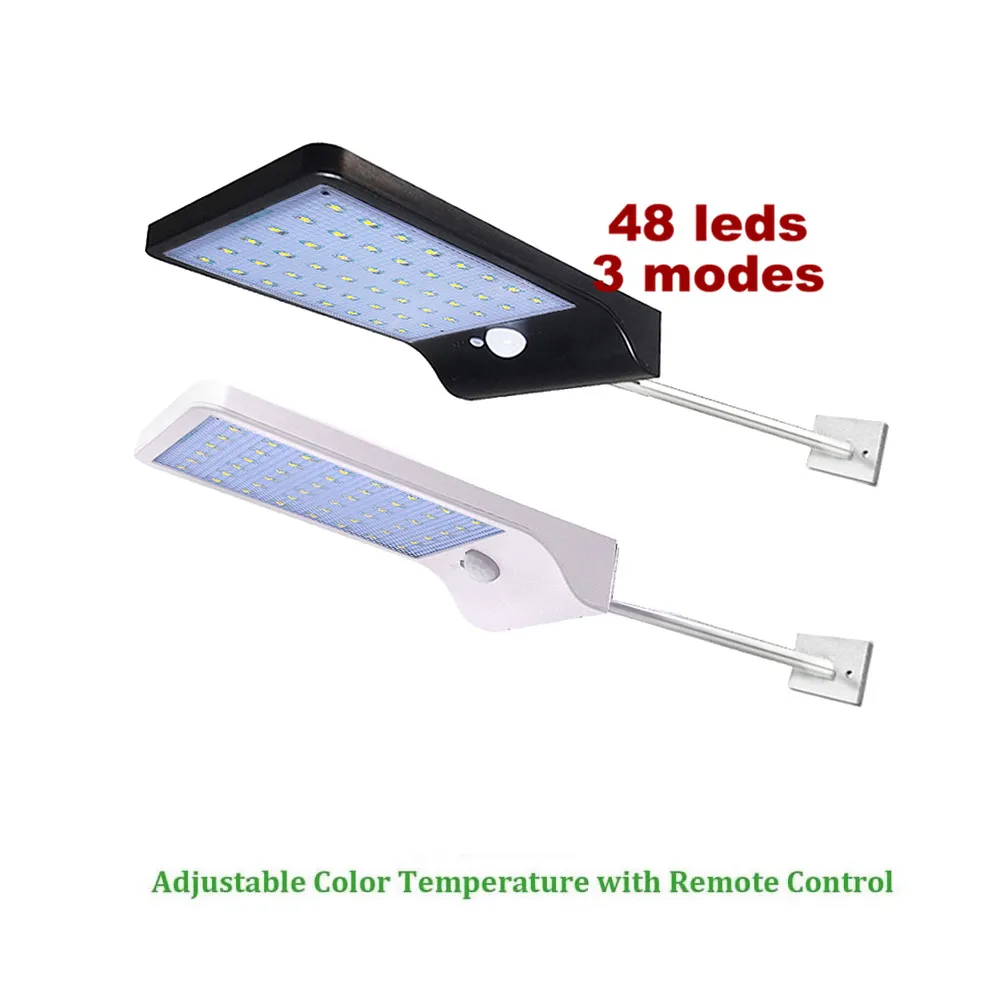 

Upgraded 48 leds Solar Light Color Adjustable With Controller Three Modes Waterproof Lamp Lights For Outdoor Garden Wall Street
