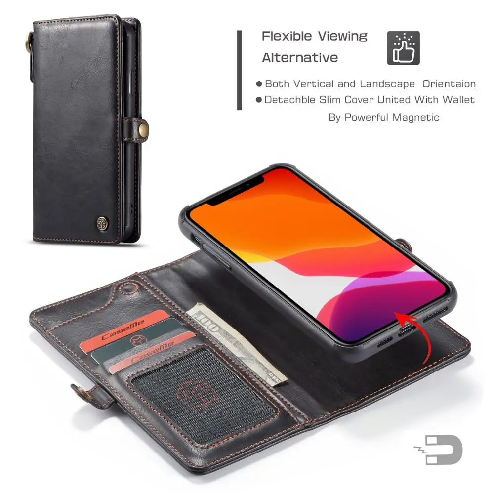 Caseme для iPhone 11 Pro XS Max XR Galaxy Note 10 Plus S10E Plus Роскошный Ретро многофункциональный кожаный флип-бумажник чехол для телефона