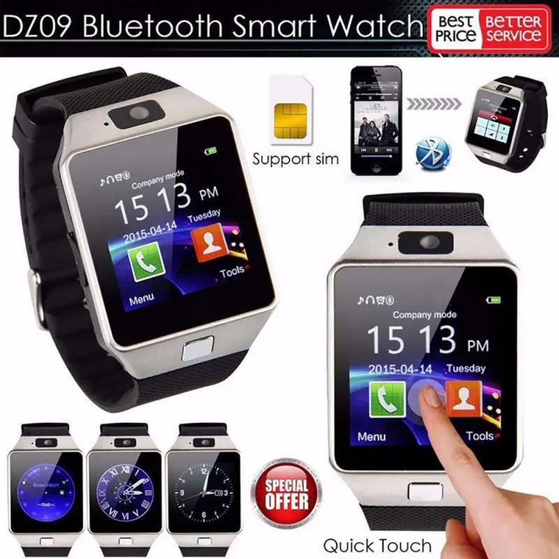  DZ09 Bluetooth Smart Watch 2G GSM SIM Phone Call Support TF Card Camera Wrist Watches for iPhone Sa - 4000186761460