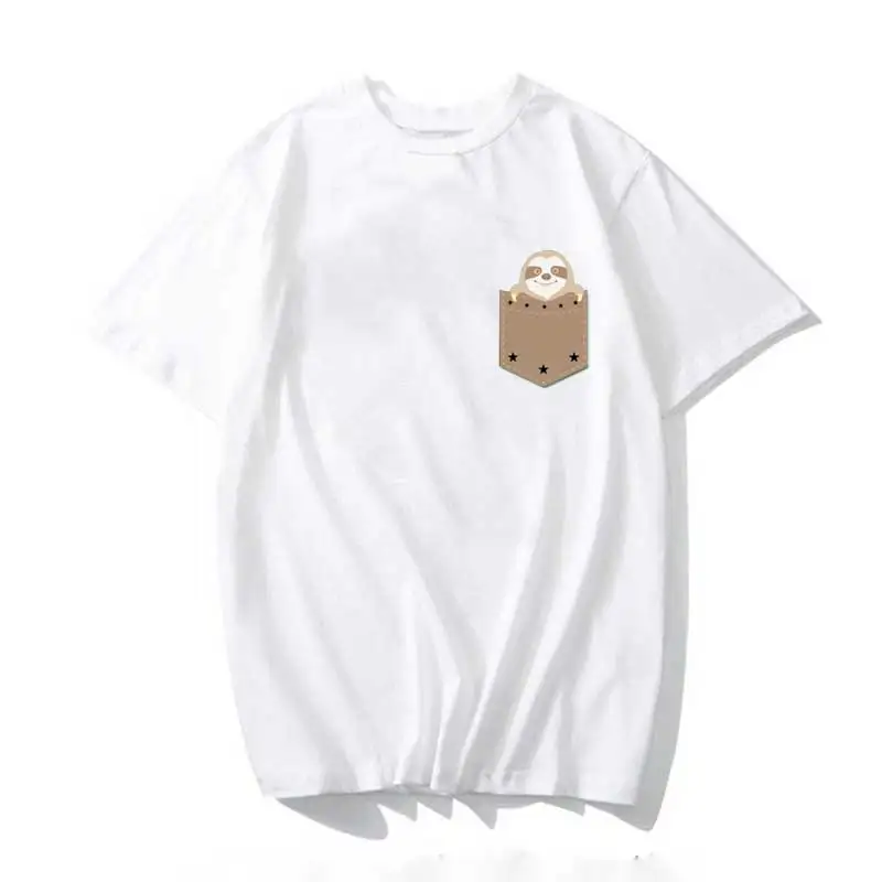 

Sloth In Your Pocket Cute T Shirt for Men Women and Kids Aesthetics Graphic Short Sleeve Cotton Polyester Female Verano Mujer