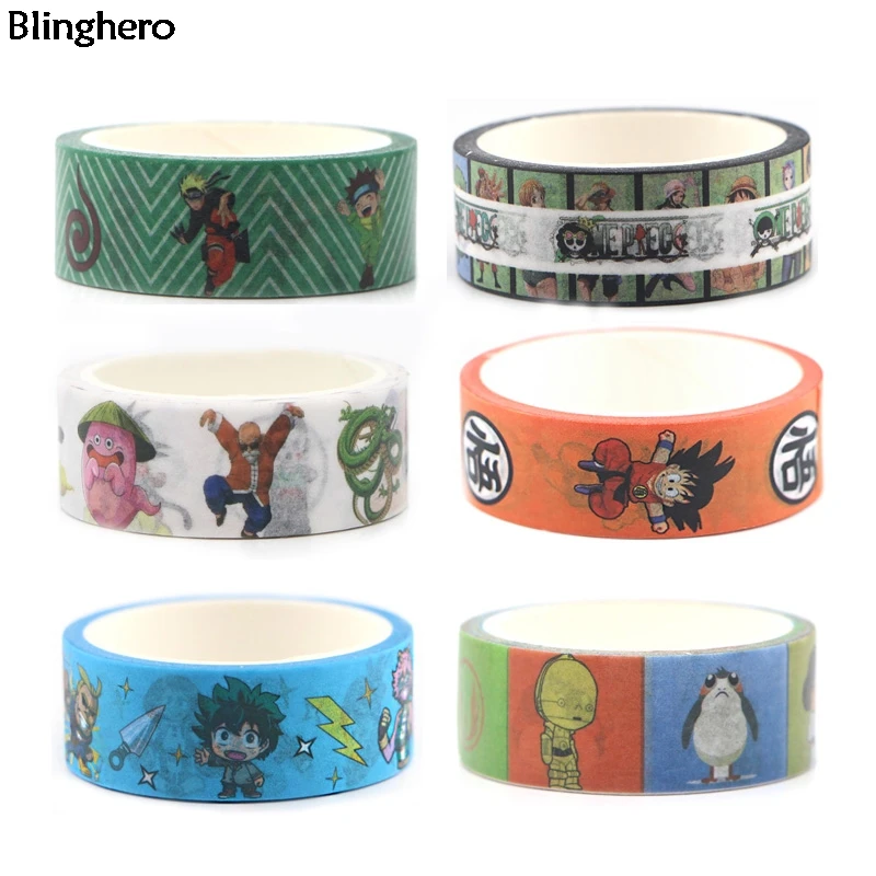 

Blinghero 15mmX5m Cartoon Papeleria Masking Tape Anime Washi Paper Tape Cute Adhesive Tape Stickers Stationery Label Tape BH0554