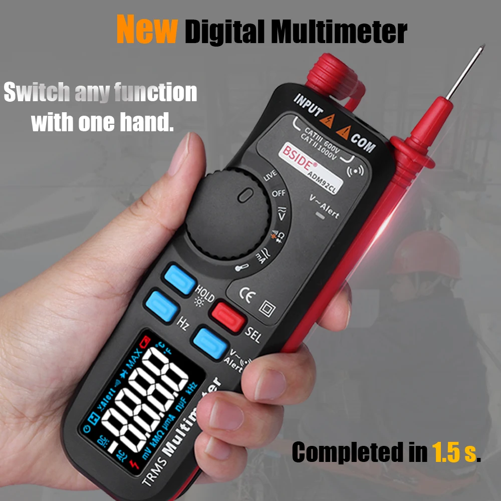 JUNEJOUR Многофункциональный цифровой мультиметр ADM92CL цветной ЖК-дисплей Multimetro Авто Диапазон True Temp Тестер Вольтметр Ampermetr