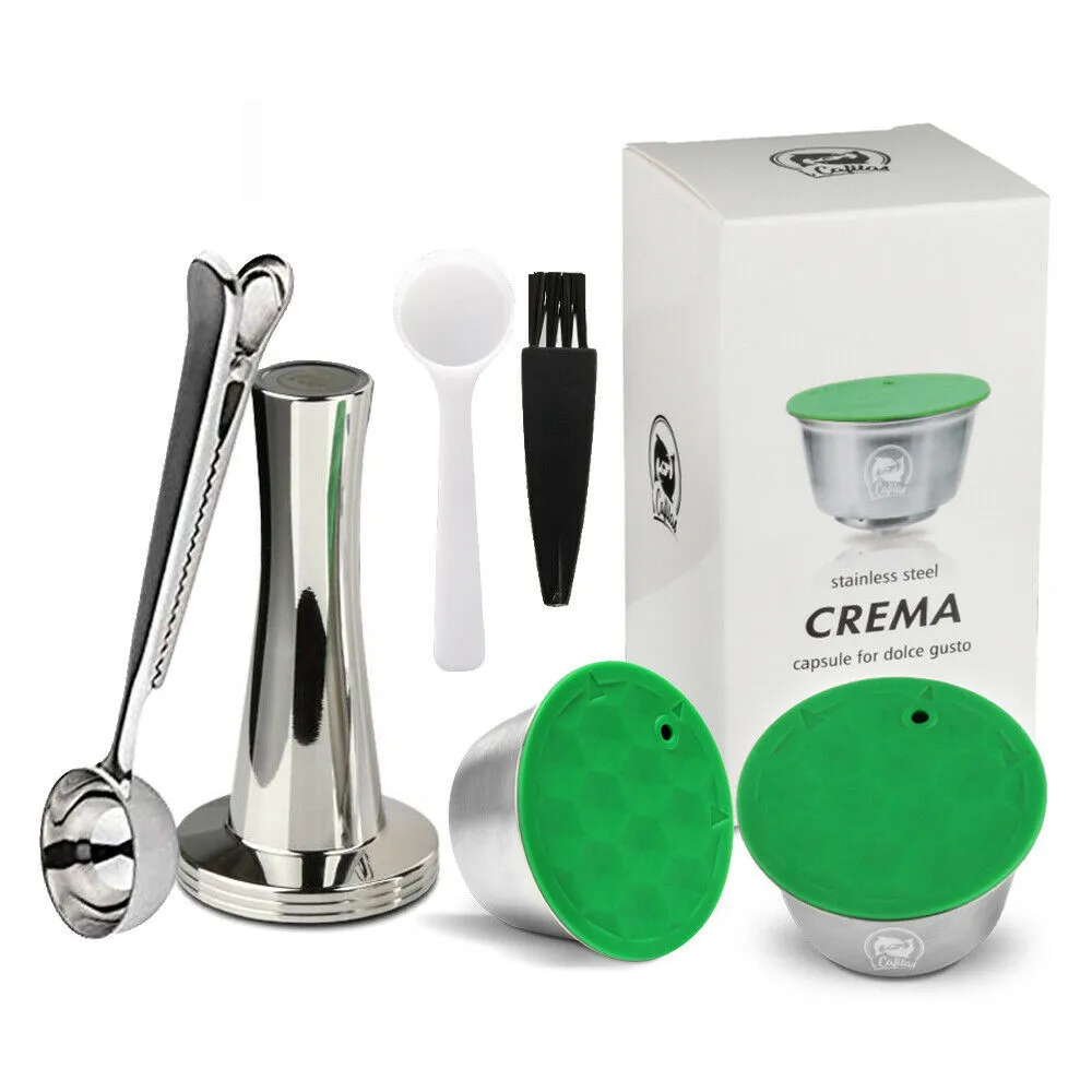 

Dolce Gusto Crema Coffee Filters Cup Dripper Stainless Steel Refillable Reusable Coffee Capsule Pod Dolci Gusto Tamper