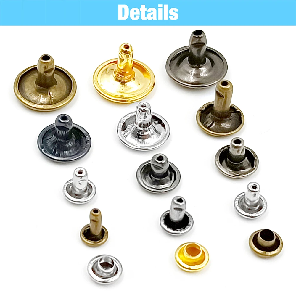 100Sets 5-12mm Metal Double Cap Rivets Stud Round Nail Spike For Leathercraft Repair Shoes Bag Belt Clothing Garment Accessories