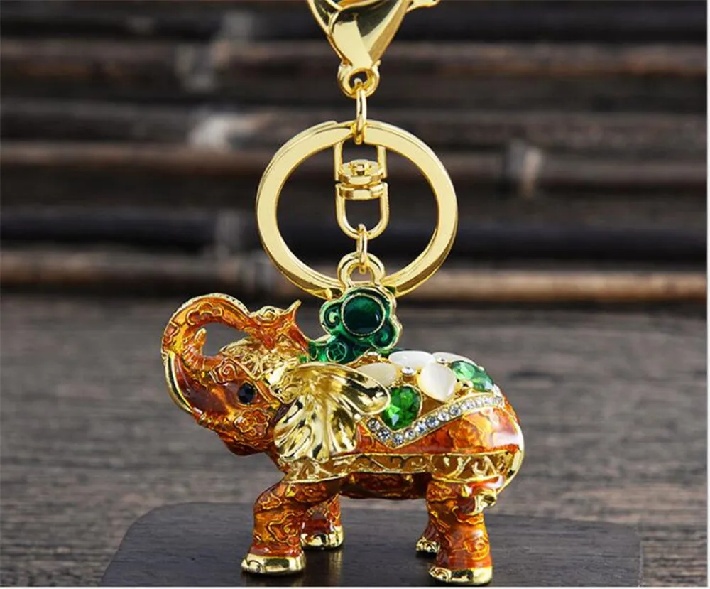 Elephant Rhinestone Keychain Creative Shape Car Key Chain Metal Ring Small Gift B880 | Украшения и аксессуары