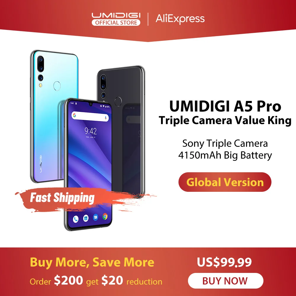 Смартфон UMIDIGI A5 PRO сотовый телефон с глобальной прошивкой Android 9.0 восьмиядерный